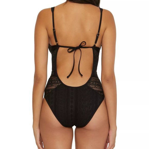 BECCA® by Rebecca Virtue Women's Crochet Plunging One-Piece Keyhole Swim… - Picture 9 of 10